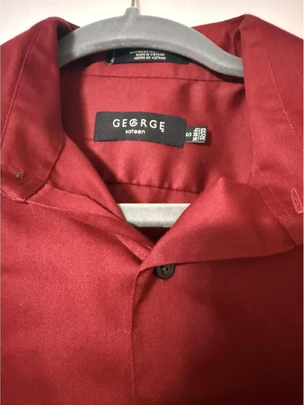 George Men's Burgundy Long Sleeve Shirt, Small - Picture 2 of 3